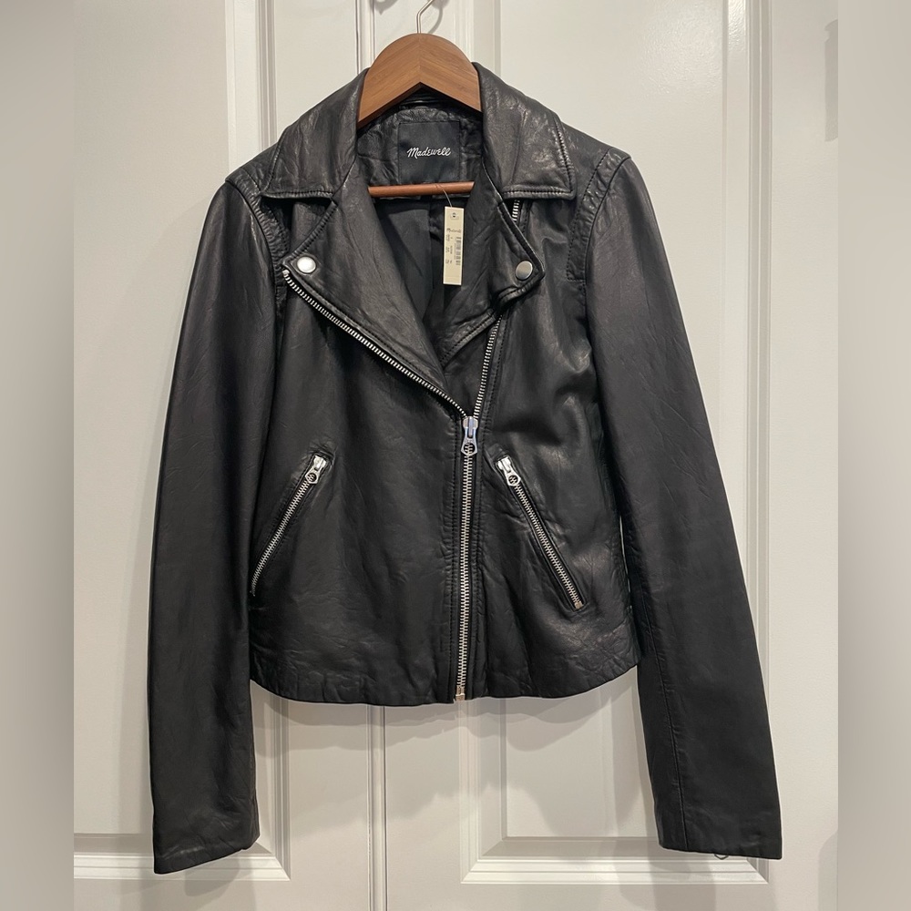 Madewell Washed Leather Motorcycle Jacket SZ SMALL E0488